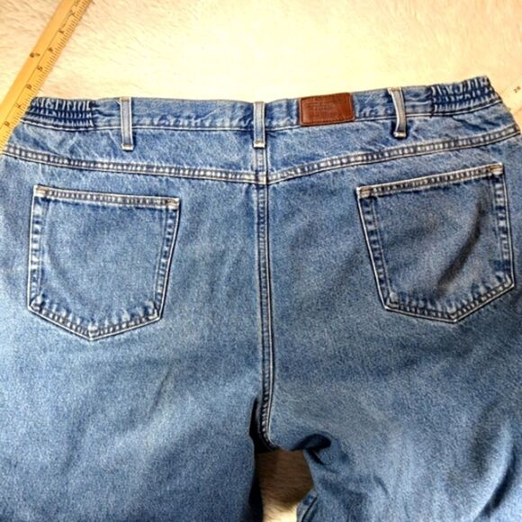 L.L.Bean Comfort Waist Flannel Lined 5 Pocket Blue Denim Jeans Men's 46x28. True - Picture 7 of 15